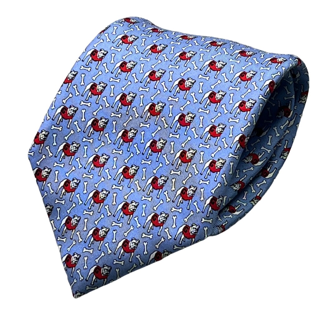 Vineyard Vines Tie Mens Blue Silk Georgia Bulldogs Custom Collection 58x3.5